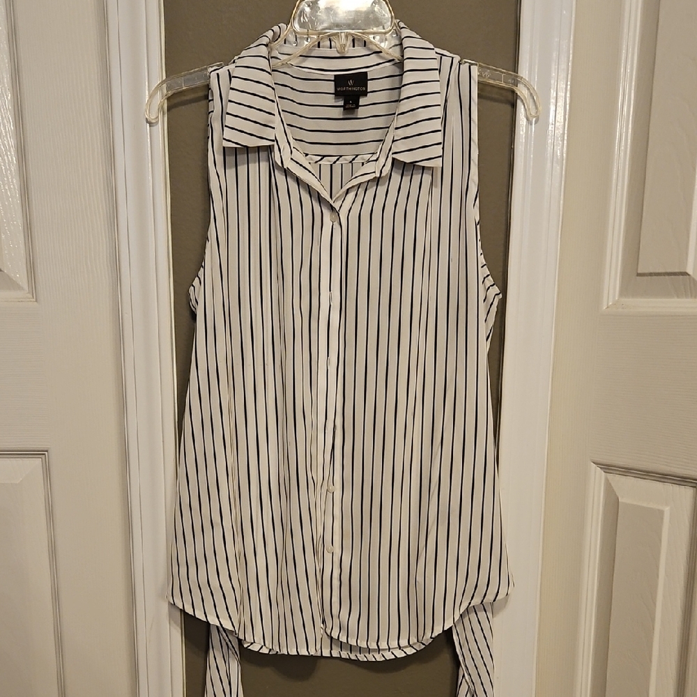 Worthington Black and White Striped Blouse